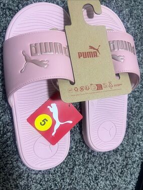 Puma Kids Pink Logo Slide Sandals
